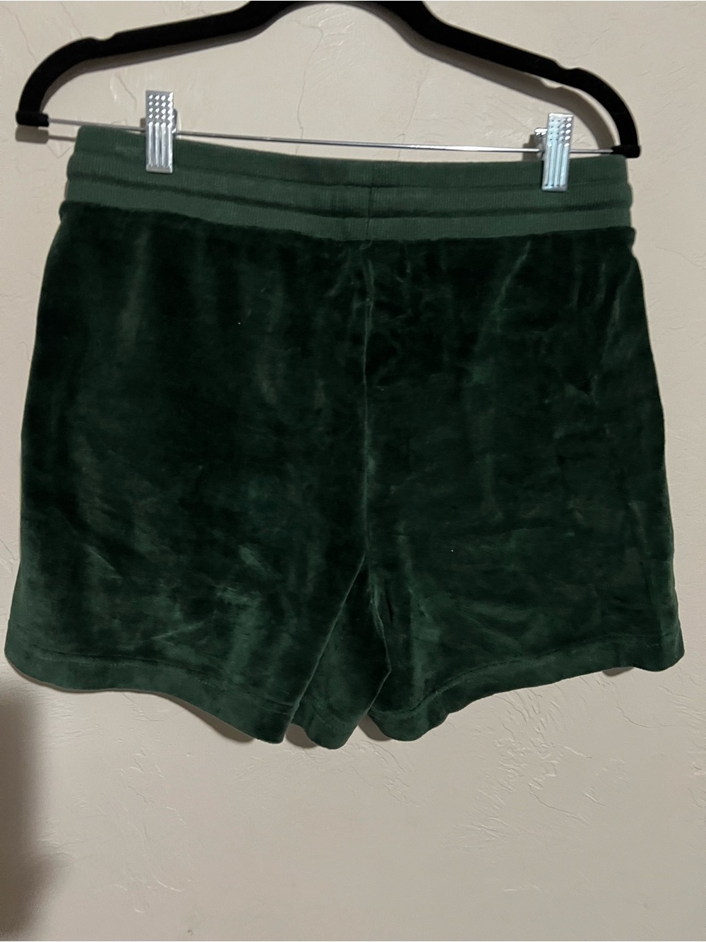 Pact Organic Cotton Forest Green Velour Lounge Shorts Cozy Pull-On Athleisure - Picture 6 of 6